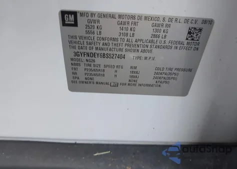 2011 Cadillac Srx Luxury Collection from USA, damaged, VIN 3GYFNDEY6BS527404